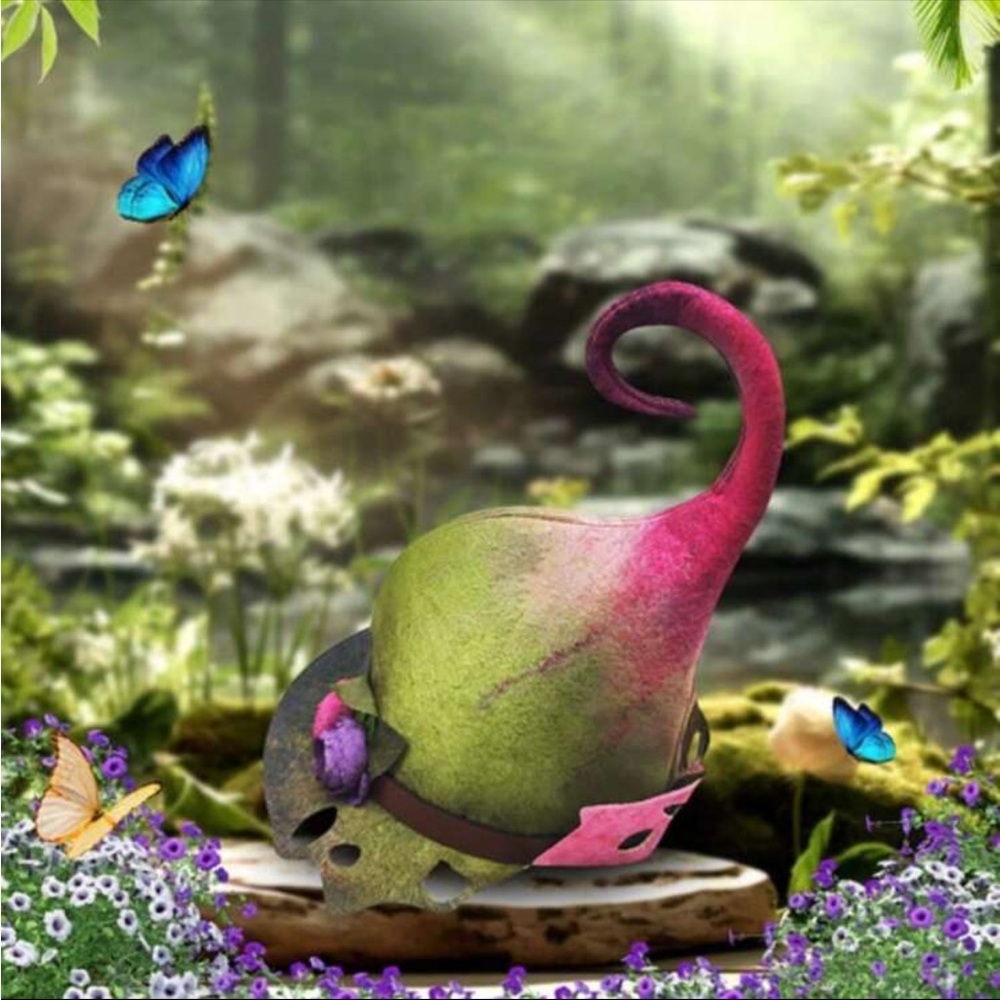 Whimsical Green Fairy Hat with Floral Accents - Picture 4 of 12